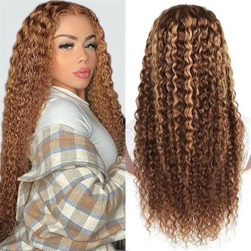 30 36 pouces bouclés mettre en évidence perruque cheveux humains miel blond 13x4 dentelle avant vagu