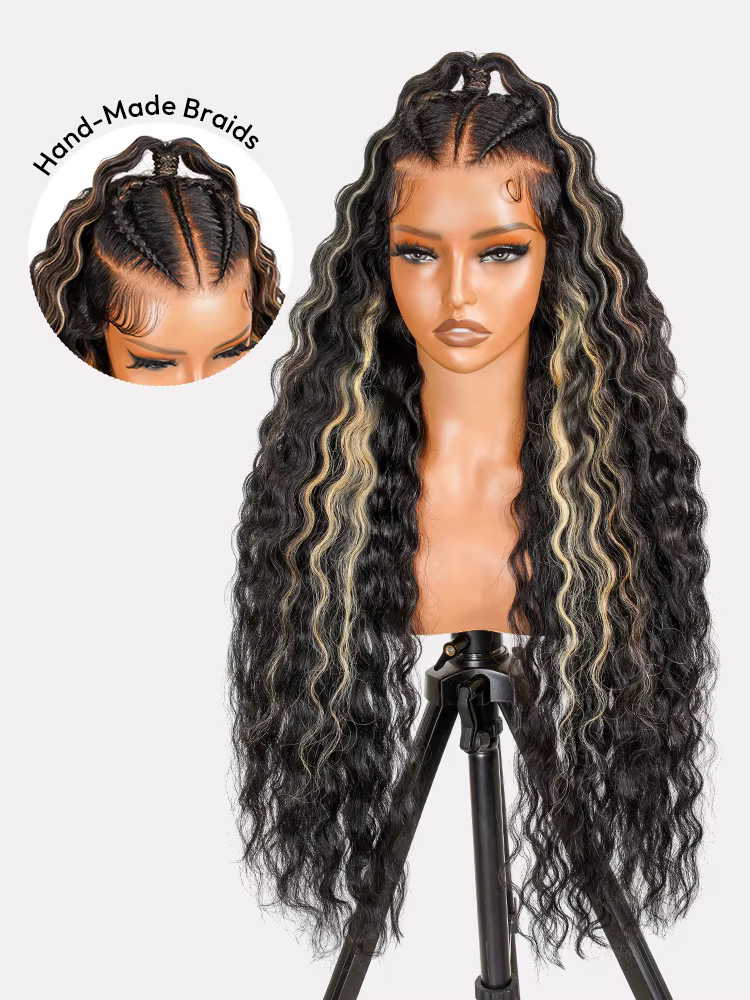 Alipearl cheveux sans colle mettre en évidence styliste perruque prêt à emporter pré-max serti ondul