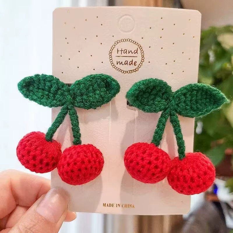 Pince à cheveux rouge populaire pour bébés filles, épingle à cheveux mignonne avec cordon latéral, v