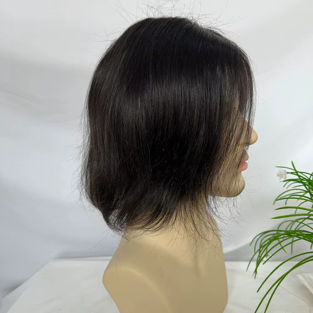 Perruque indienne en cheveux humains pour hommes, lisse, mono lace avec PU 6x8 pouces, couleur natur