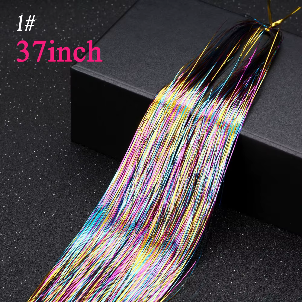 Mèches de cheveux synthétiques scintillantes, tresses élastiques éblouissantes, extensions capillair