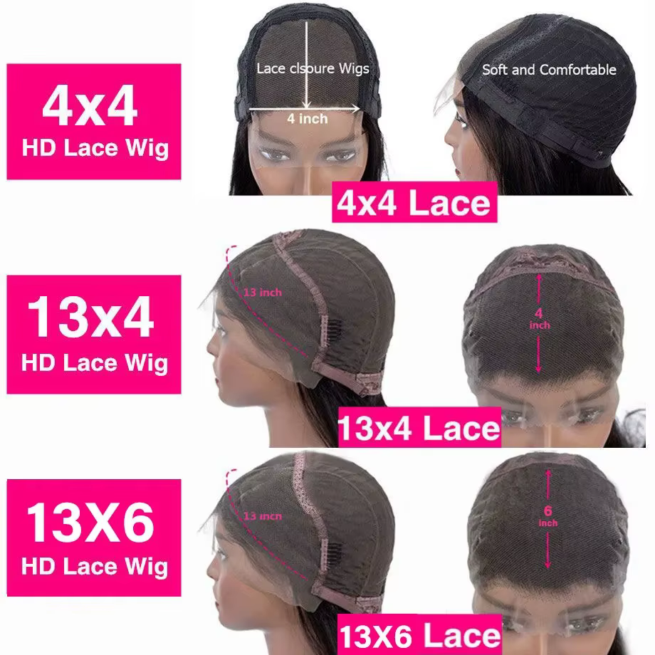 Perruques lisses de 32, 34, 36 pouces en cheveux humains brésiliens, perruque frontale en dentelle 1
