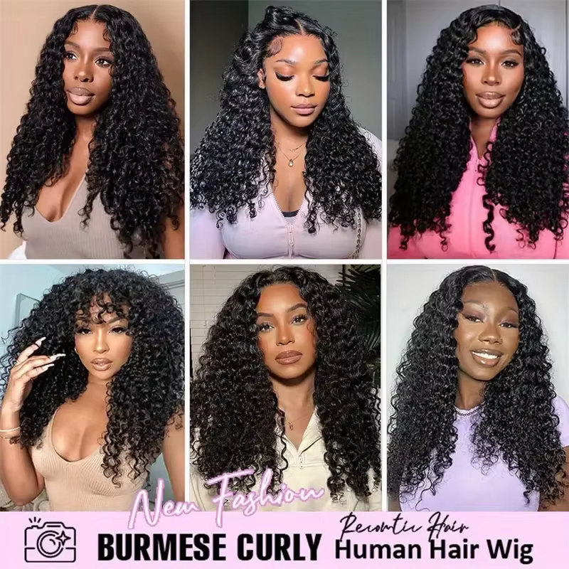 Perruques de cheveux humains bouclés birmans 7x6 13x4 13X6 Hd perruque avant de dentelle transparent