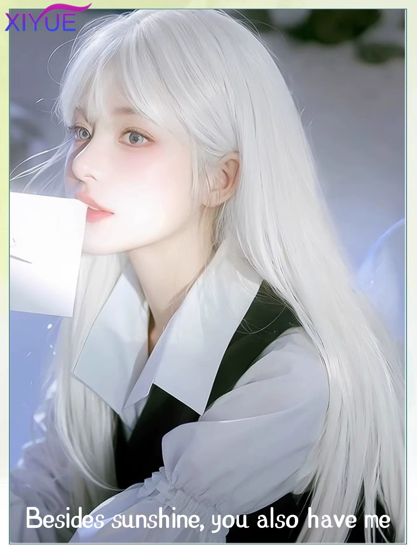 XIYUE – perruques synthétiques longues et lisses blanches pour femmes, faux cheveux colorés de fête 