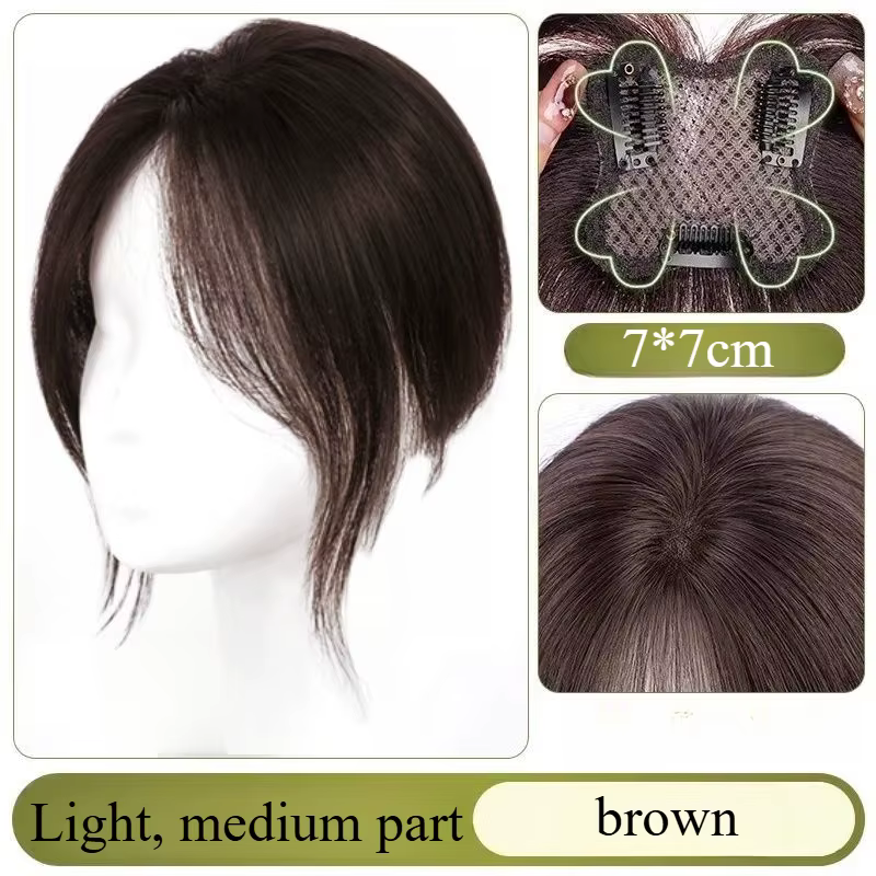 Perruque femme Figure-huit frange ajouter du Volume à la haut de la tête frange naturelle Extensions