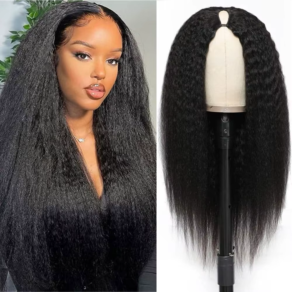Perruque Yaki synthétique lisse et crépue noire naturelle, perruque Yaki lisse pour femmes, usage qu