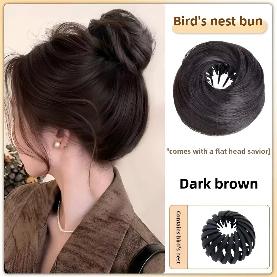 Chignon synthétique magique avec Clips élastiques circulaires, postiche rétractable en forme de nid 