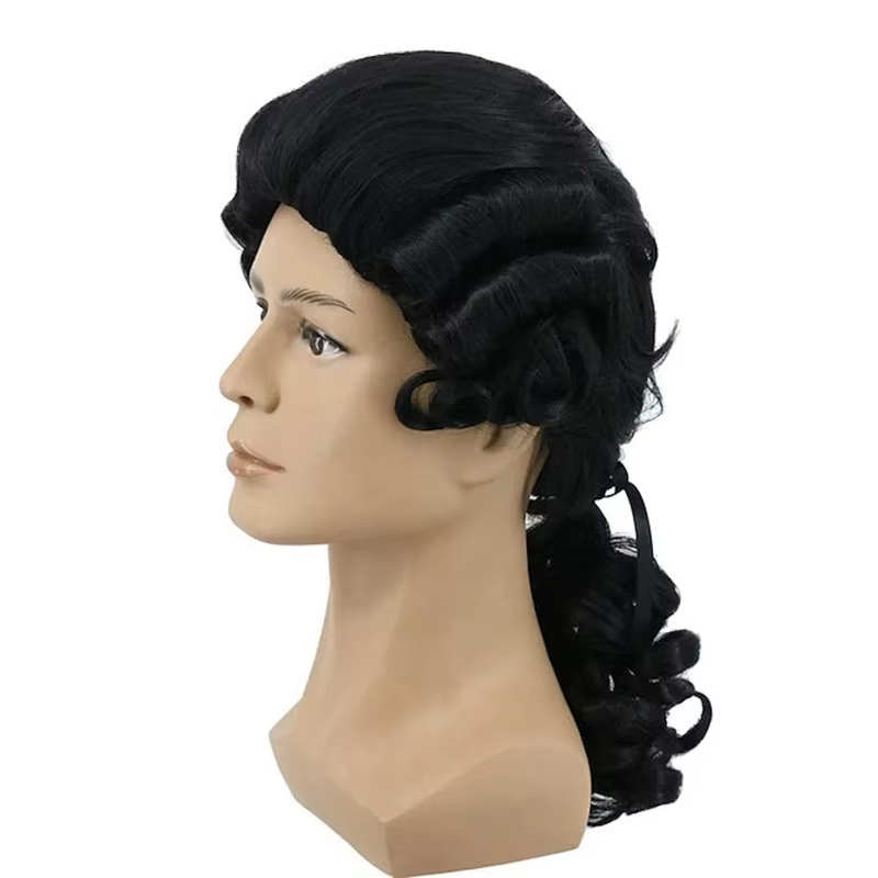 Perruque Synthétique Longue et Bouclée pour Halloween, Cheveux Baroques, Gris, Blanc, Noir, pour Cos