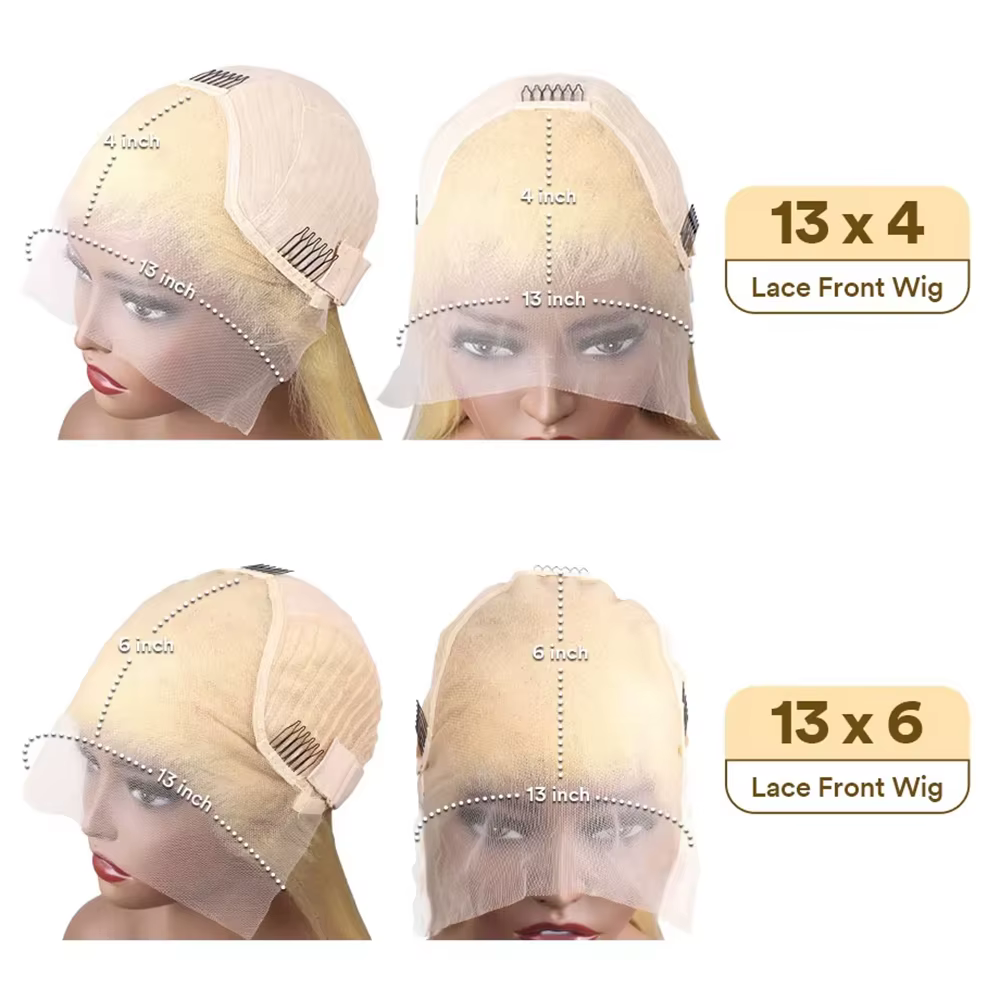 Perruque frontale en dentelle HD transparente 13x6, cheveux humains brésiliens, ondulée 613, perruqu