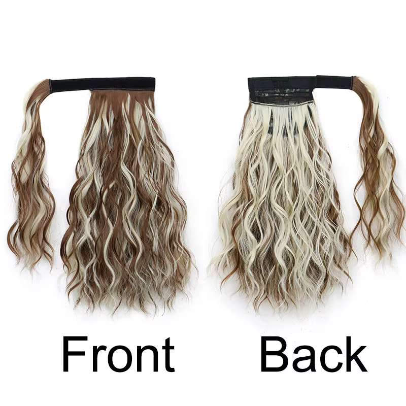 Réinitialisation rond bouclé synthétique pour femme, extension de faux cheveux, queue de cheval blon