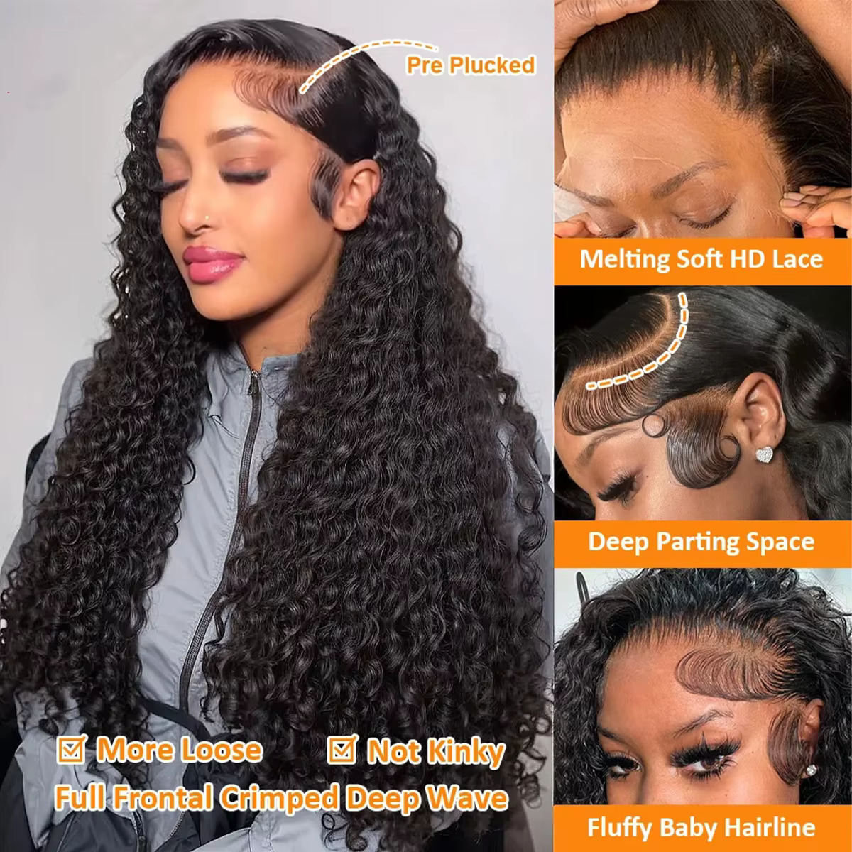 Perruque Lace Frontal Wig naturelle sans colle bouclée HD, 40 pouces, 13x4, 13x6, densité 200%, 5x5,