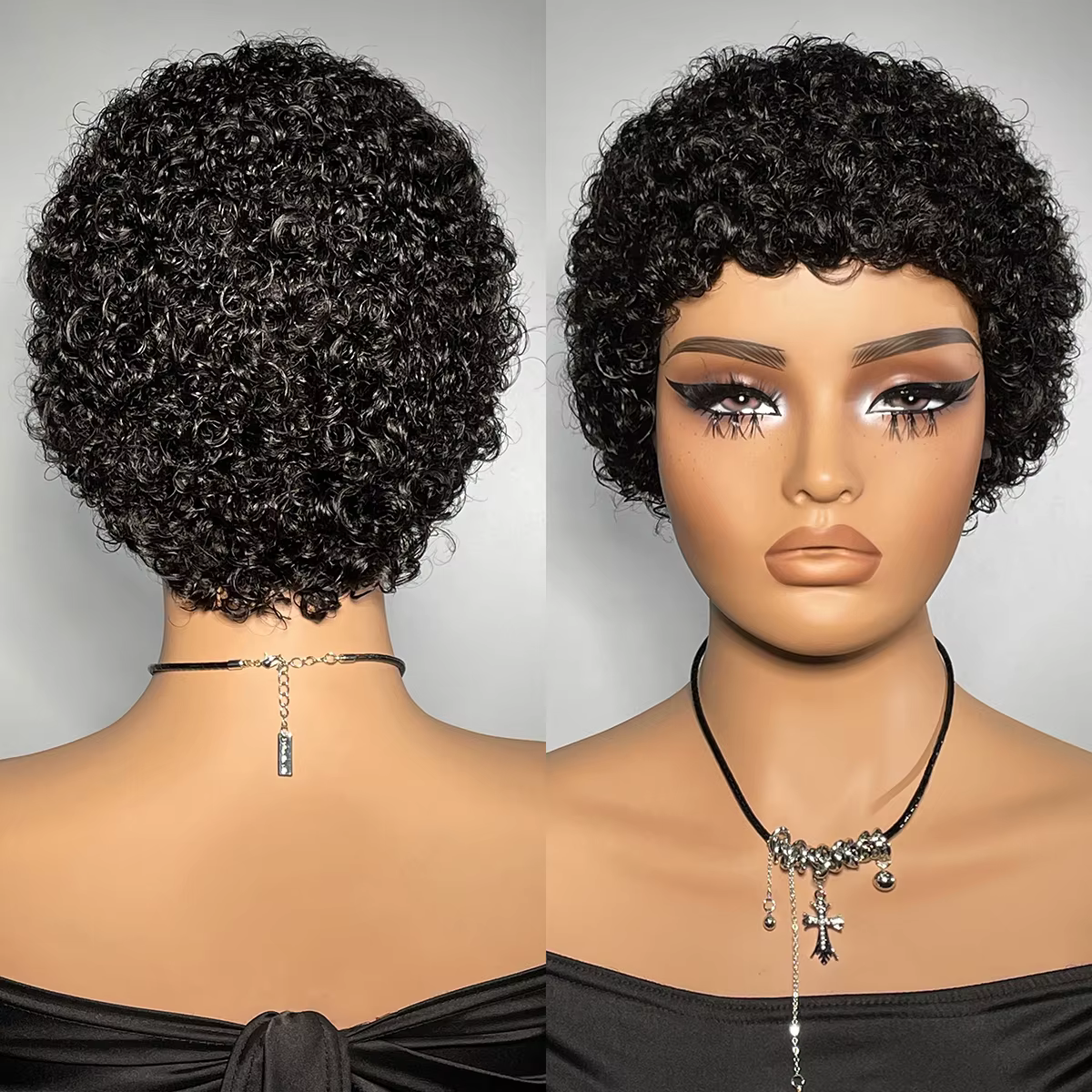 Perruques de cheveux humains bouclés courts pour les femmes pleine Machine faite perruques bouclées 