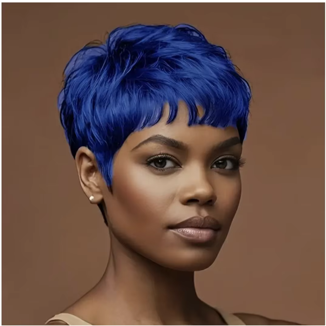 Cheveux courts noirs synthétiques pour femmes, coupe ultraviolette Pixie, frange courte, Fak ultravi