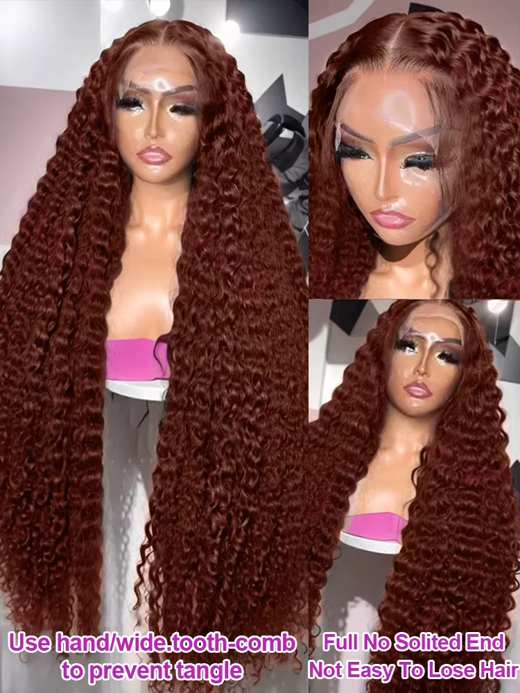 Perruques bouclées profondes cheveux humains brun chocolat 13x4 13x6 Hd perruque frontale en dentell