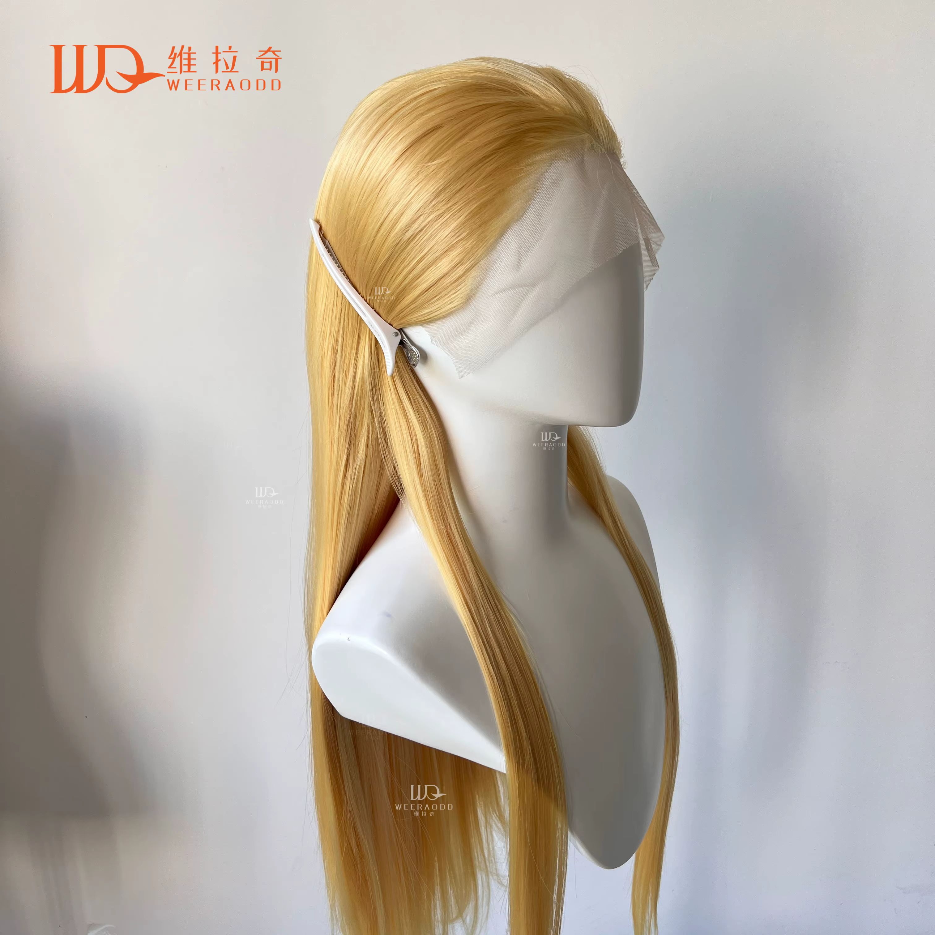 Perruque Lace Front Wig synthétique jaune 26 pouces, 13x4, longue et lisse, Fibers résistantes aux h