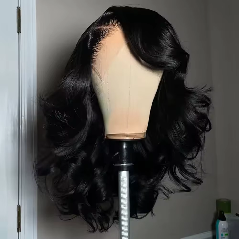 Perruque courte bob ondulée 13x4, 250% de densité, cheveux humains brésiliens 100%, sans colle, pré-