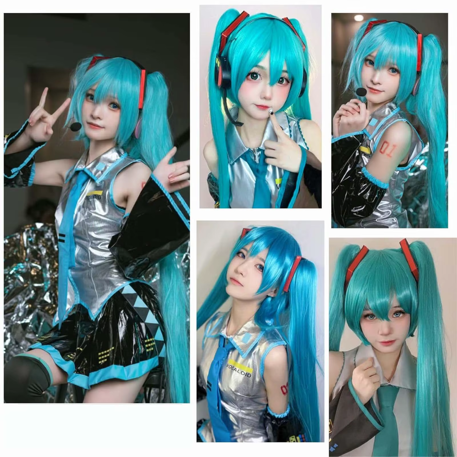 Perruque verte synthétique Cosplay vert sarcelle perruque Double queue de cheval perruque longue per