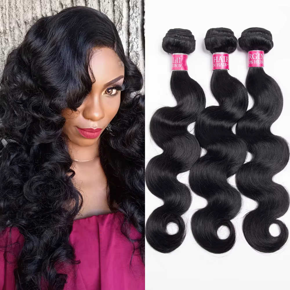 Extensions de Cheveux Humains Ondulés Naturels Brésiliens Remy – Lots de 1/3/4 Pièces Noirs Naturels