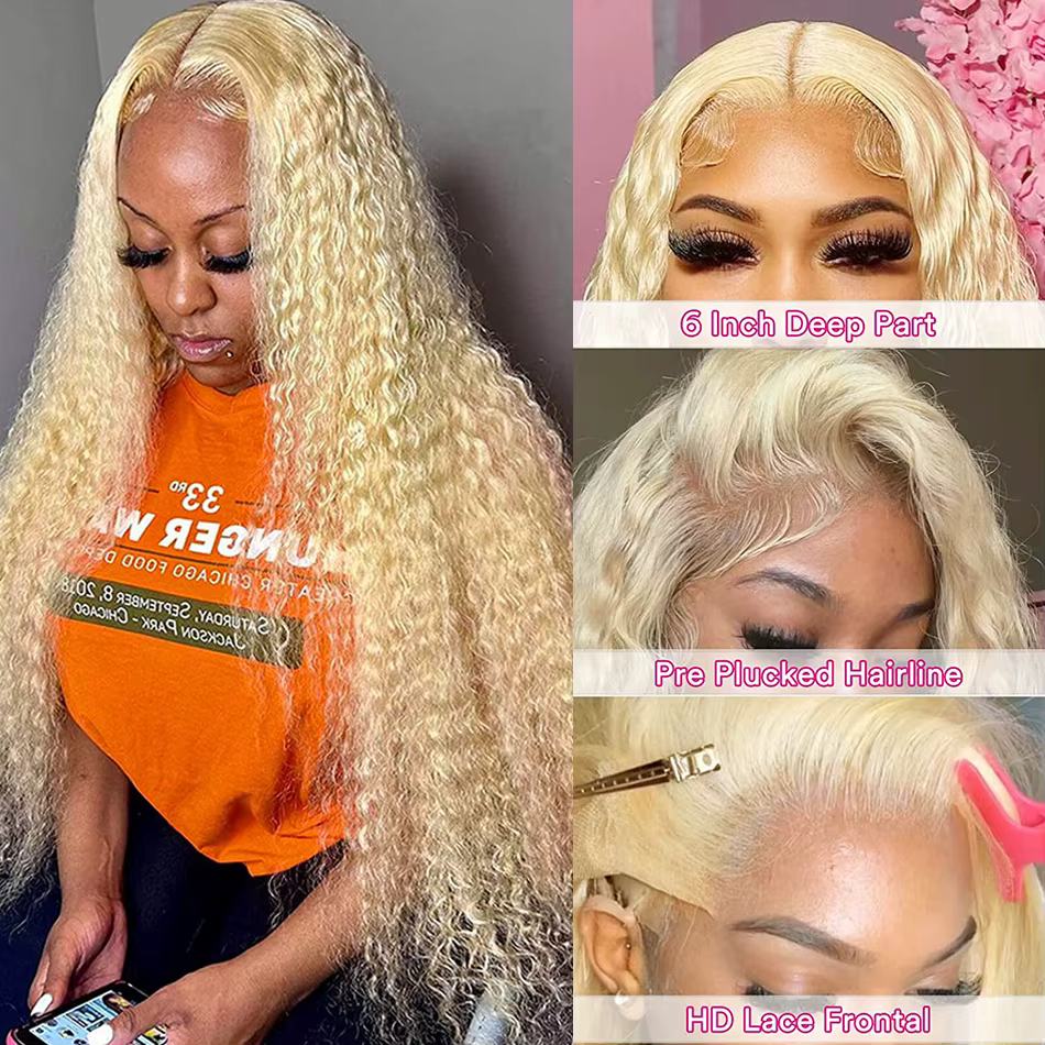 613 Hd dentelle frontale perruque 13X6 Blonde bouclés eau vague profonde frontale perruque 13X4 Hd a