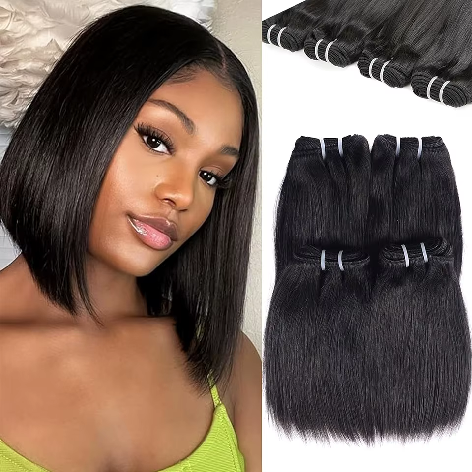 Paquets droits cheveux humains paquets courts 100% Extensions de cheveux vierges brésiliens non tran