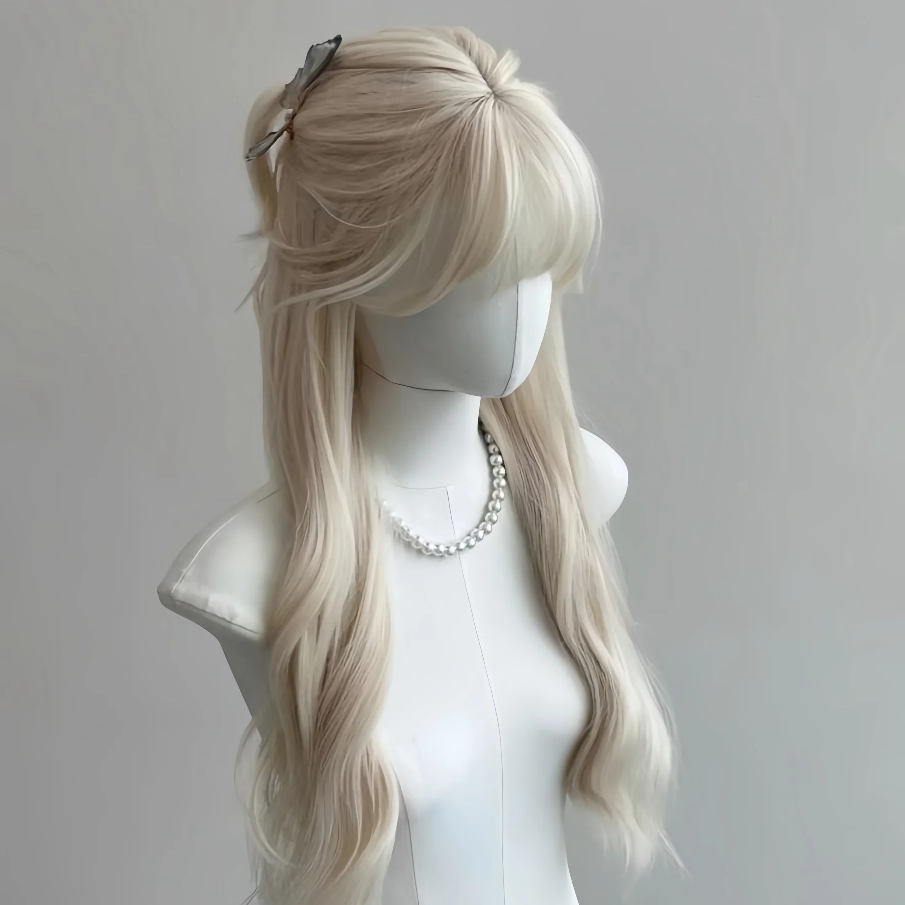 Ashely perruque blonde blanche pour femmes cheveux longs ondulés perruques blanches résistantes à la
