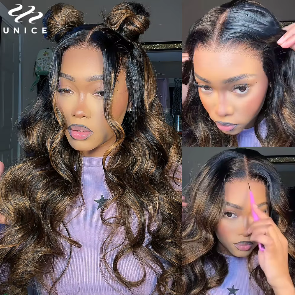 UNice 7x5 Bye Bye Slip ™   Balayage mettre en évidence la perruque sans colle de cheveux humains de 
