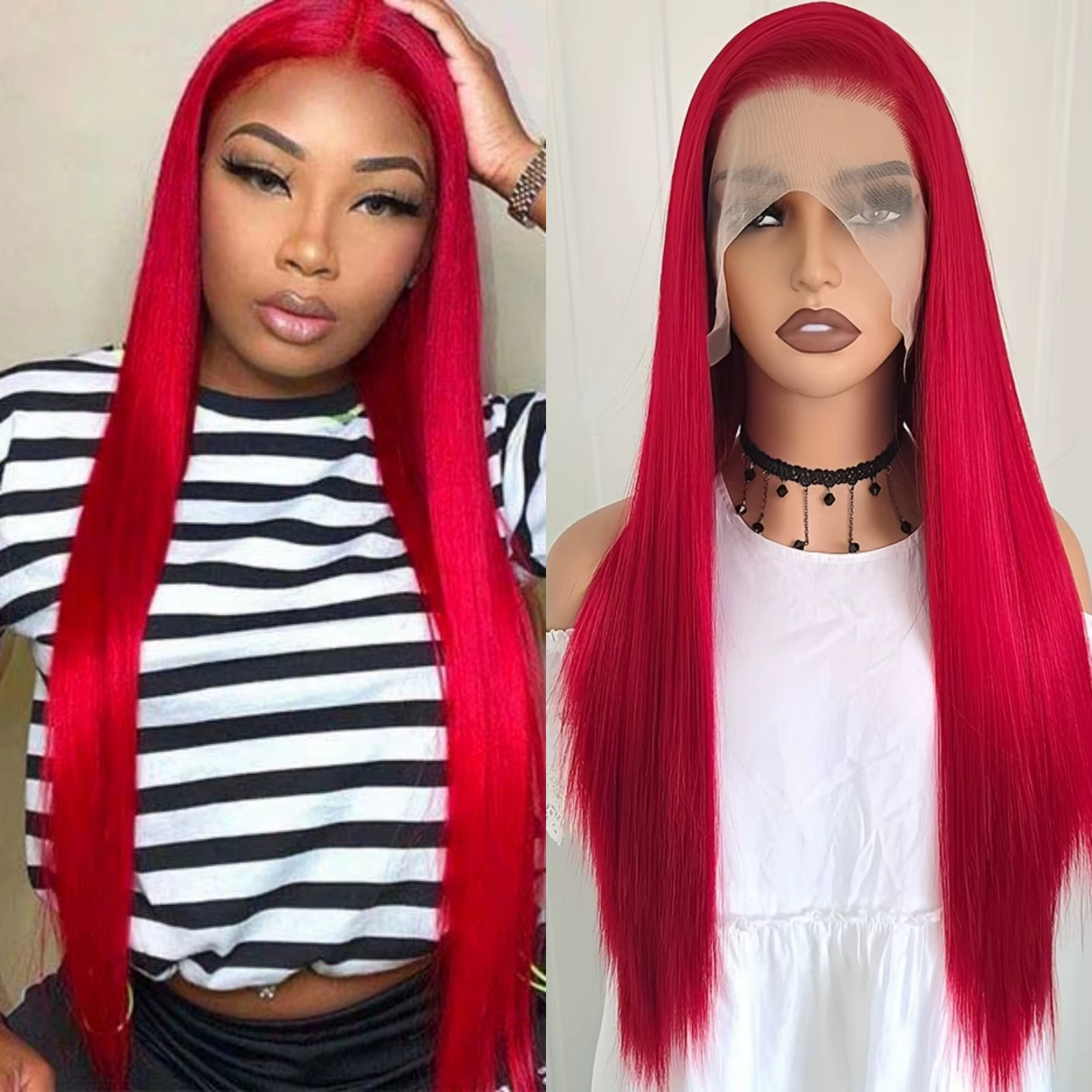 Perruque Lace Front Wig synthétique lisse et longue, 13x4, rouge bordeaux, couleur vin foncé, perruq