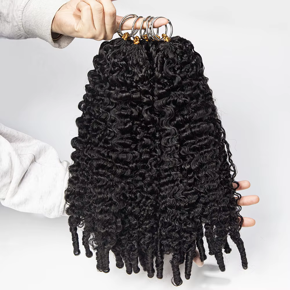 Extensions de cheveux au crochet en plumes # Cheveux bouclés birmans blond miel 30 avec pointes fris