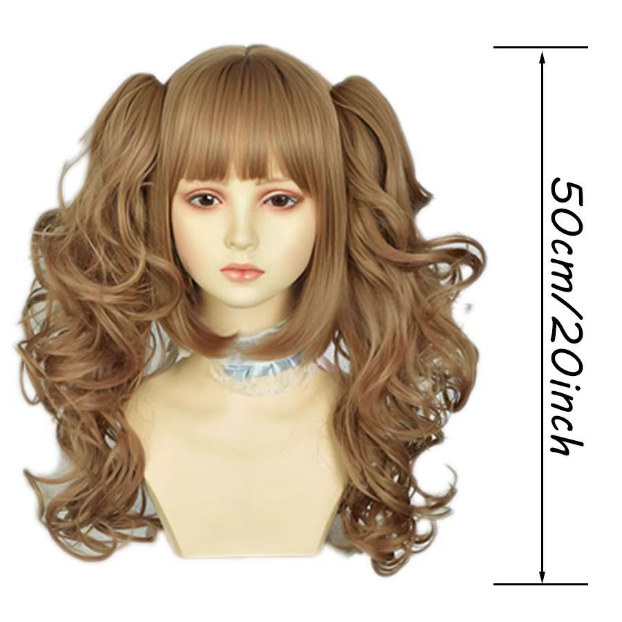 Perruque synthétique bouclée romaine Lolita avec frange, perruque Anime dorée Oberl pour femme, perr