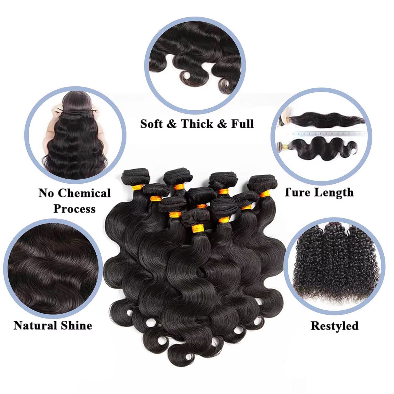Extensions de Cheveux Humains Ondulés 14A, 40 Pouces, Cheveux Brésiliens Vierges Non Traités, 1, 3 o