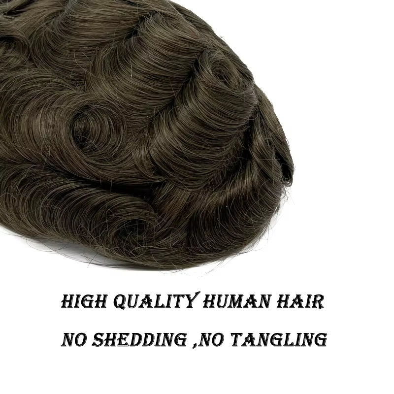Q6 hommes toupet dentelle et Base en polyuréthane système de cheveux humains unité Durable mâle prot