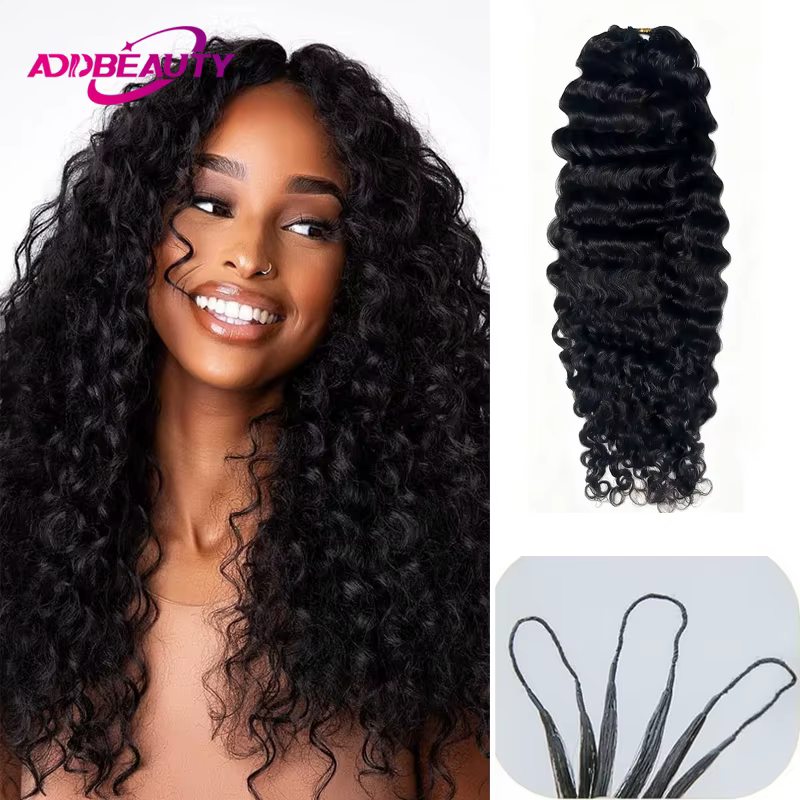 Extensions de cheveux humains tressés au Crochet, plumes, vague d'eau, sans nœuds, pré-séparés, coul
