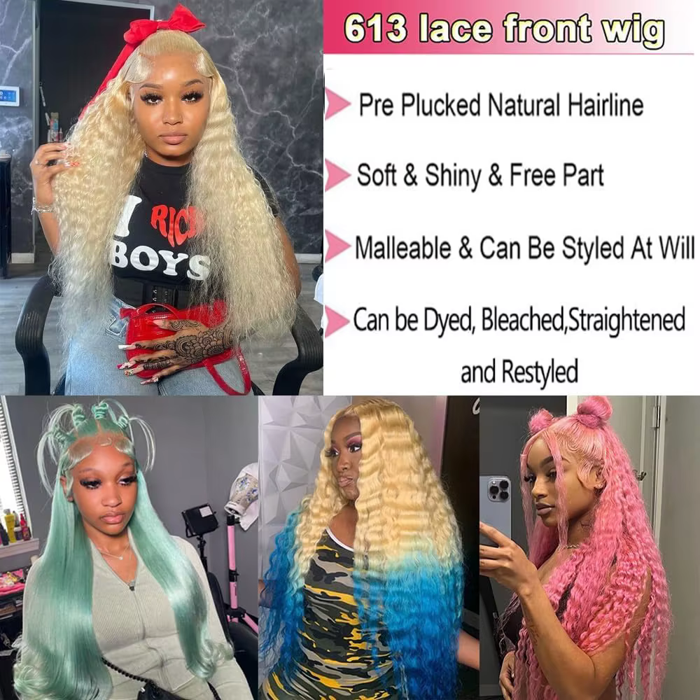 Perruque BOB vague profonde cheveux humains 13x4 HD bouclés dentelle avant perruques cheveux humains
