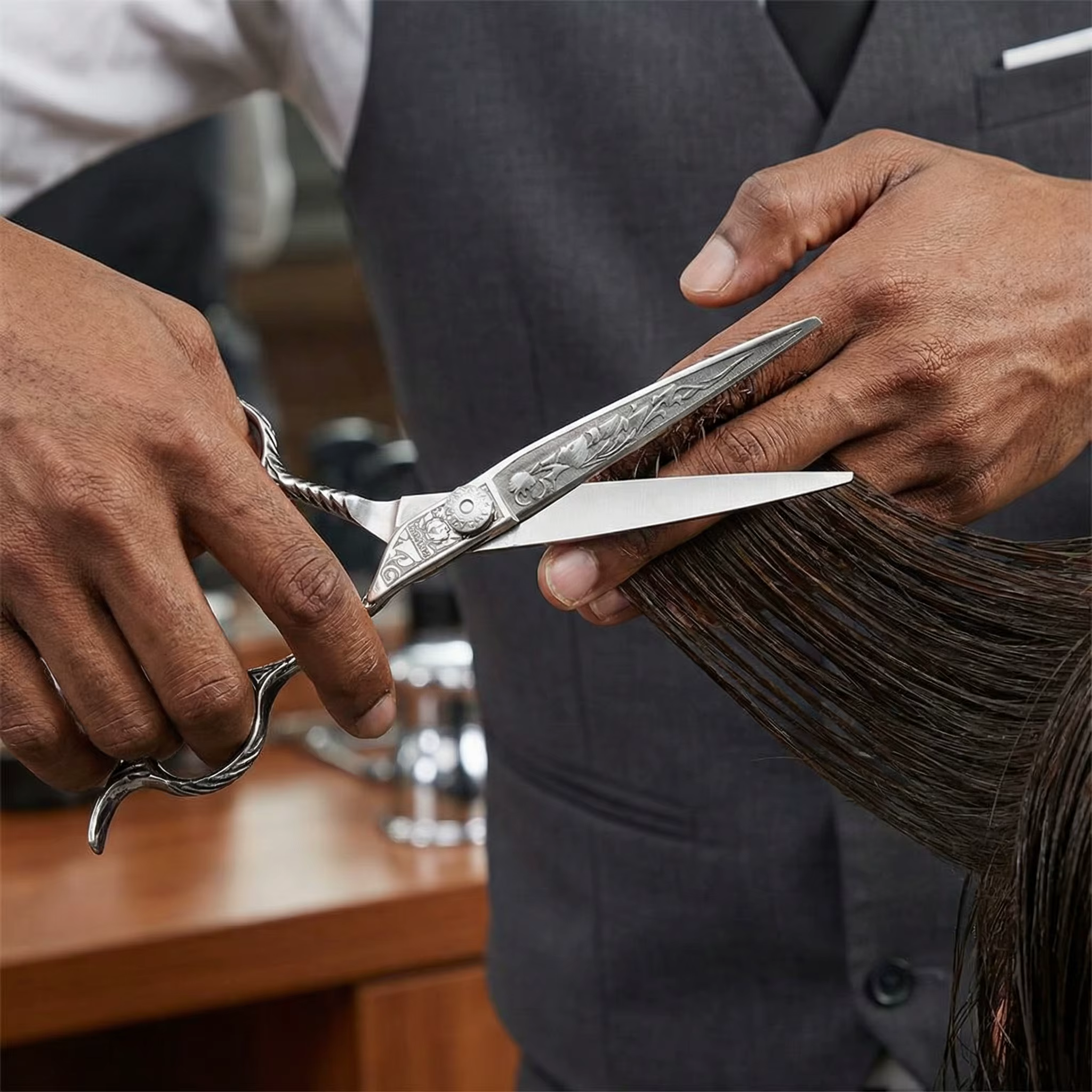 Ciseaux de coiffure professionnels FnLune de 6 pouces en acier inoxydable, ciseaux de coupe de cheve