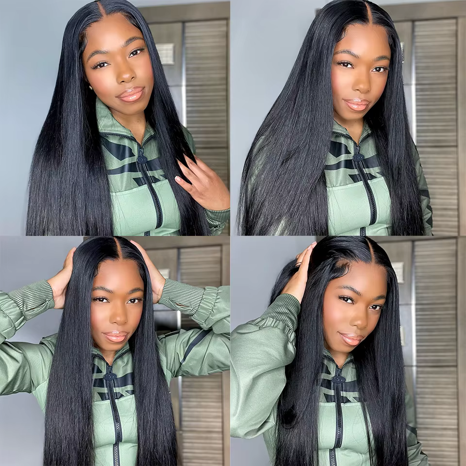 38 40 42Inch Straight Human Hair Bundles with 13x6 Frontal Tissage Humains Lisse Lot Avec 13X4 Closu