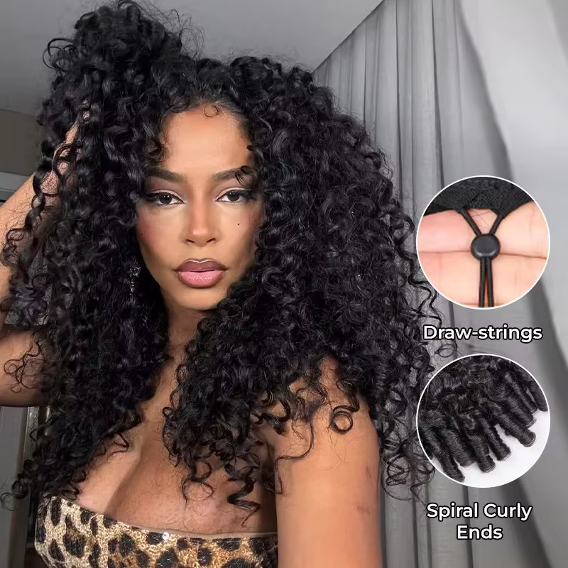 Perruques en cheveux humains sans colle, densité 250%, bouclées birmanes, avec bandeau, version amél