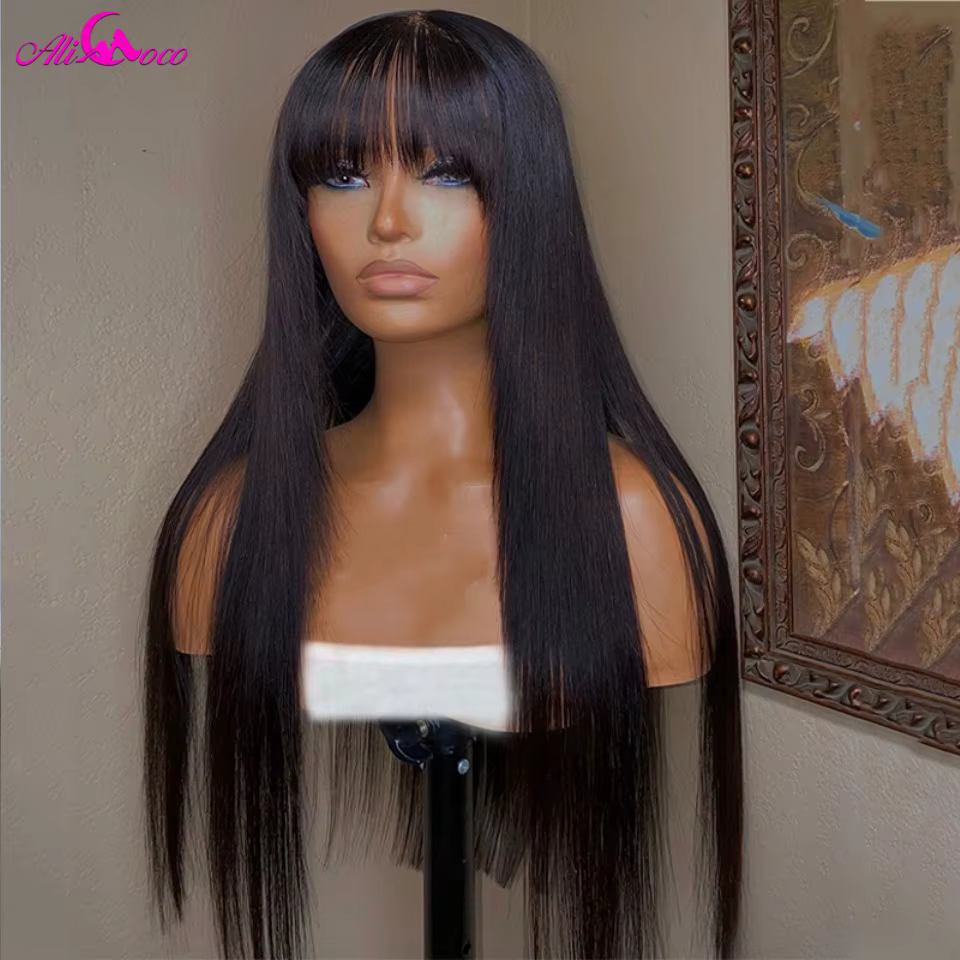 Perruque Lace Frontal Wig naturelle lisse, blond miel, 13x4, 13x6, avec frange, pour femmes, 5x5, po