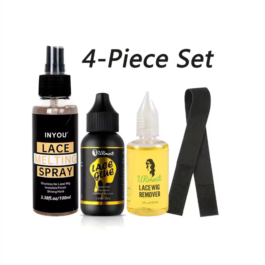 Kit d'installation de perruque en dentelle 4 pièces avec spray de fusion de dentelle, colle pour per