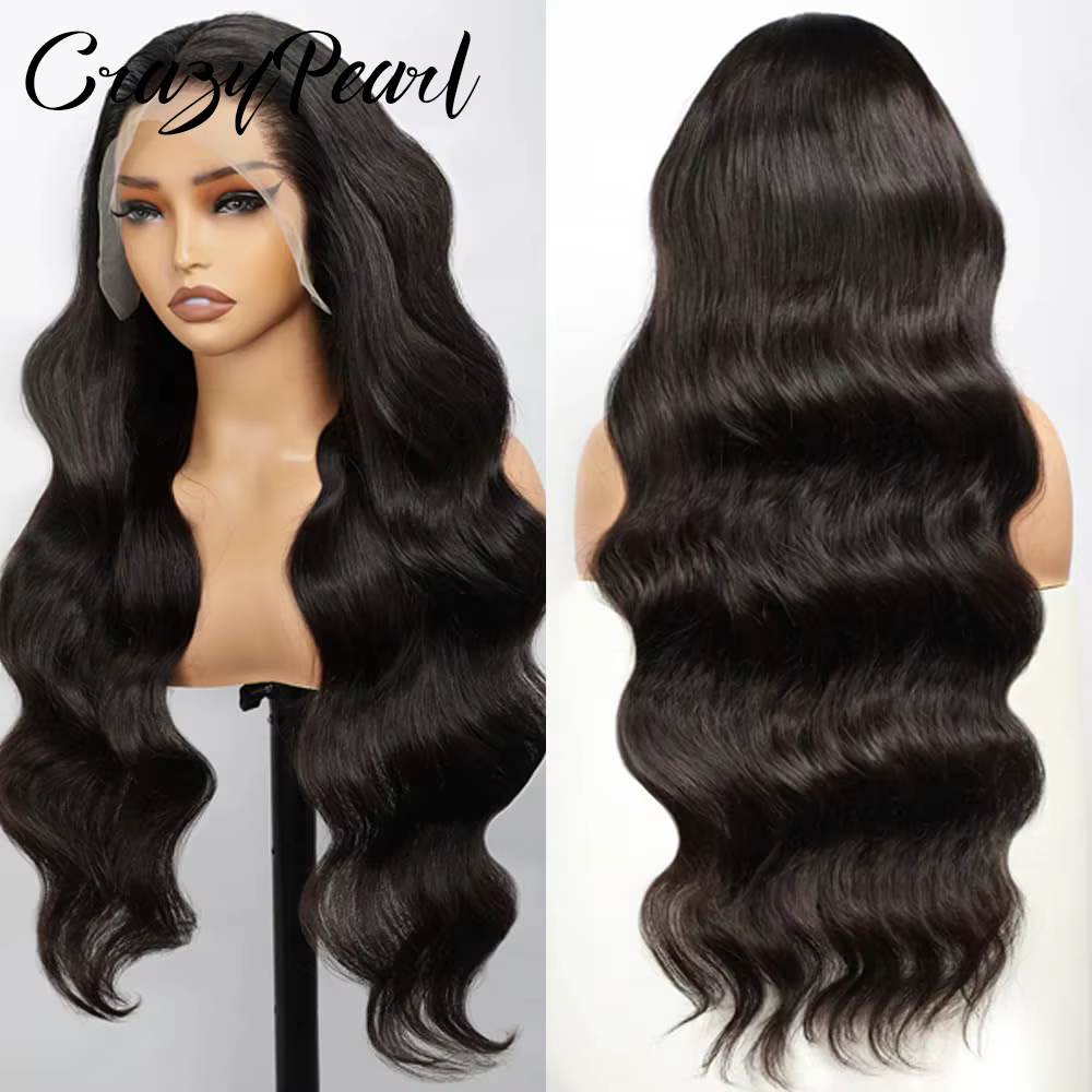 Perruques frontales en dentelle transparente 13x6 Body Wave en cheveux humains pré-épilées, densité 