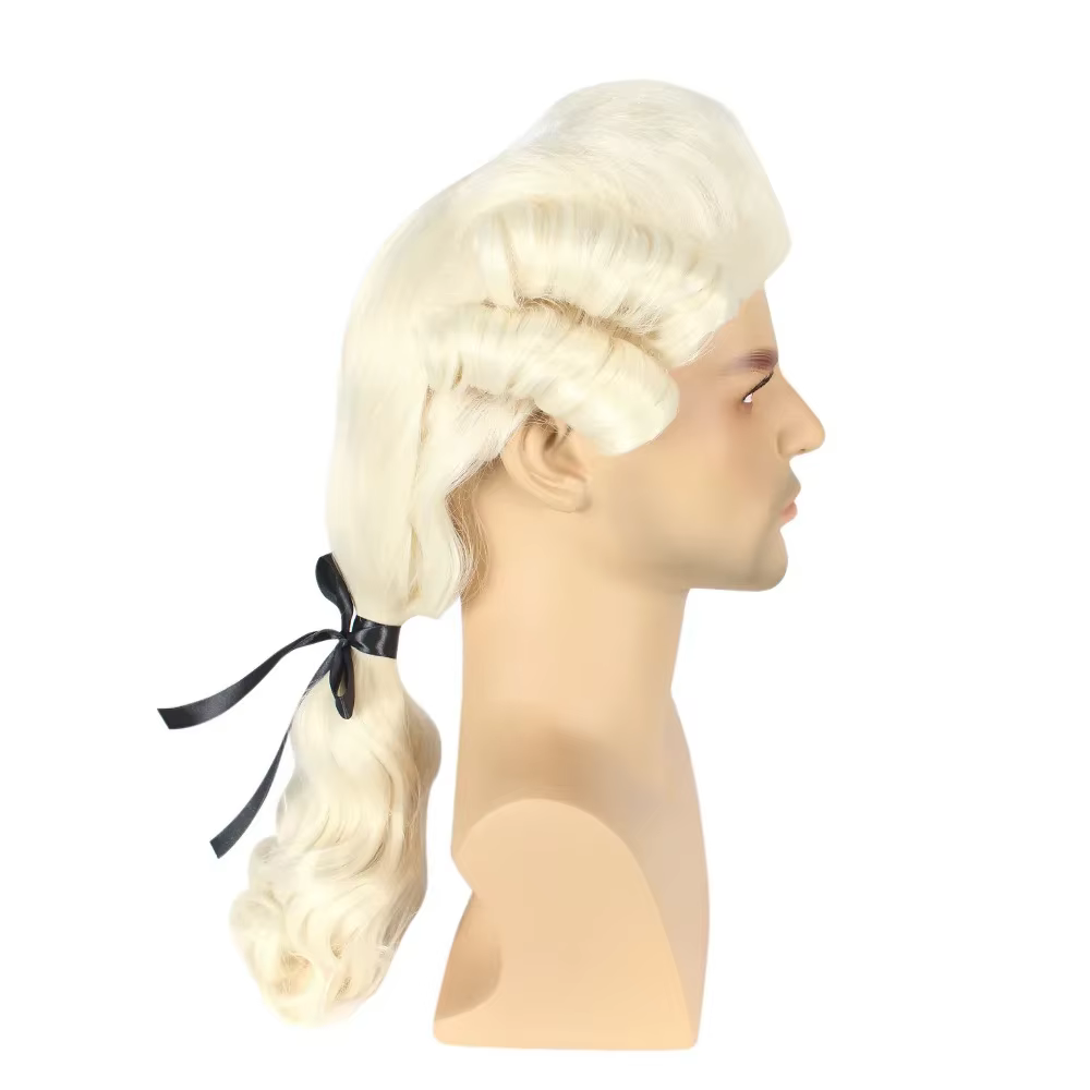 Perruque de Cosplay d'halloween, cheveux synthétiques, perruque de Cosplay coloniale pour avocat, pe