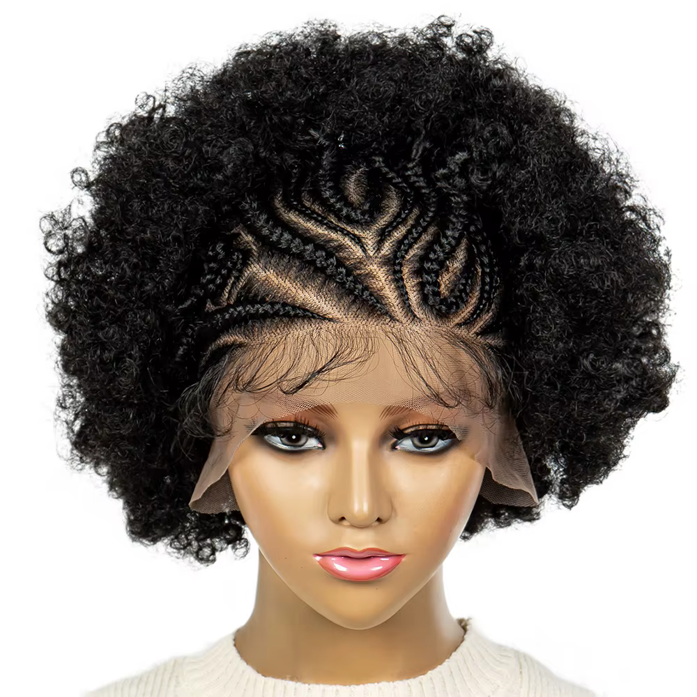 Perruque Afro crépue bouclée, perruques tressées courtes de 6 pouces pour femmes noires, perruques s