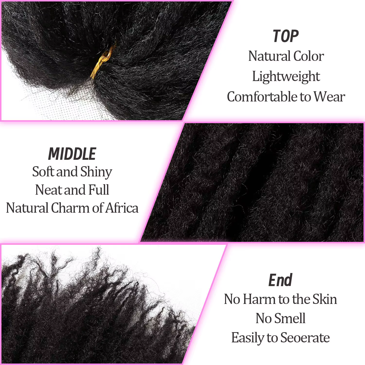 Cheveux synthétiques Marley Twist pour tresses – 18 pouces, doux, pour tresses Marley Twist, 1/3/8 p