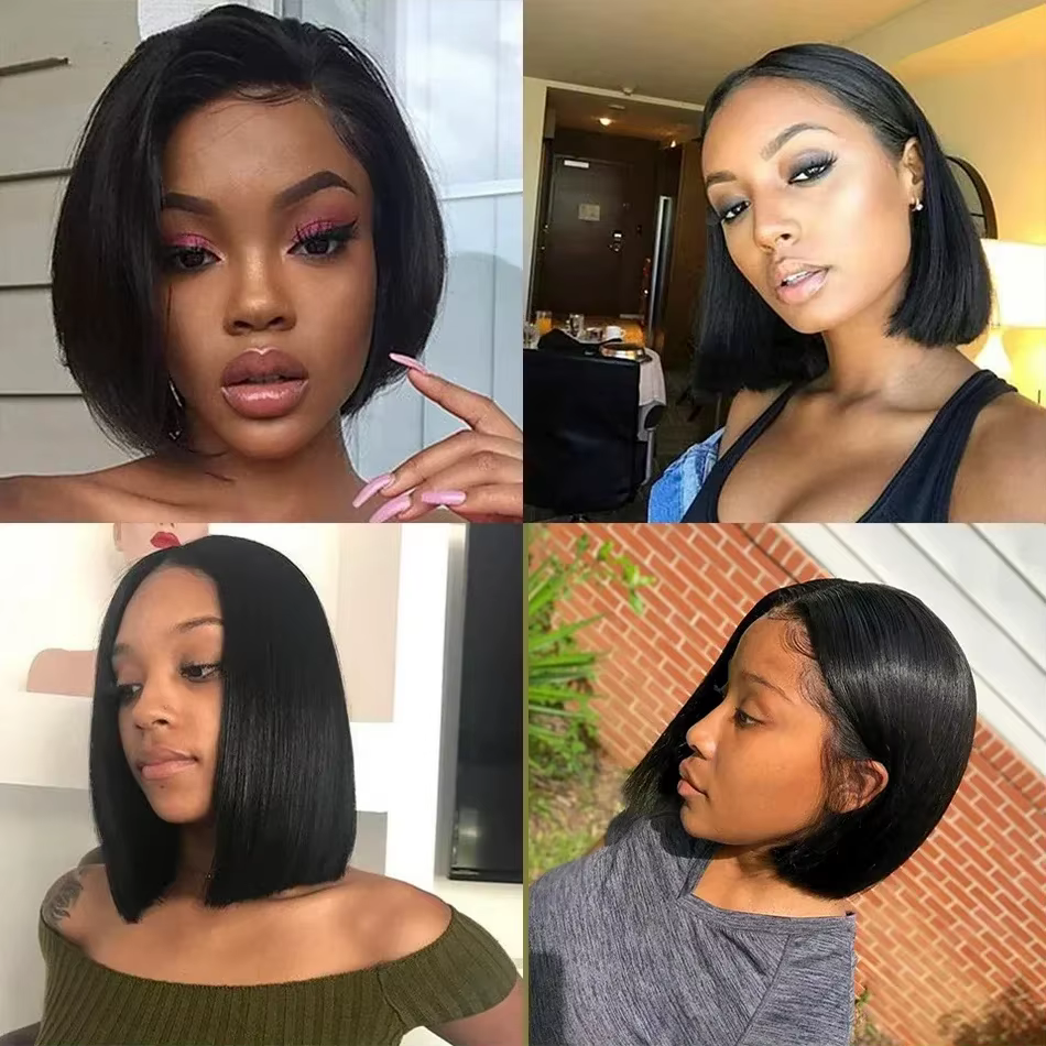 Perruques de cheveux humains lisses et raides 13x4 13x6 Lace Front, perruque courte bob bon marché,
