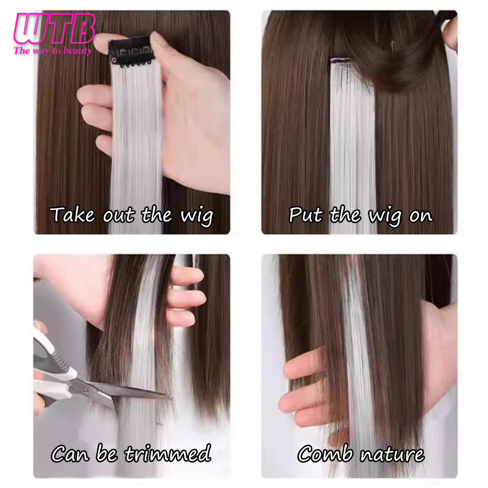 Perruque synthétique d'extension de cheveux d'une carte pour femmes, Extensions capillaires longues 