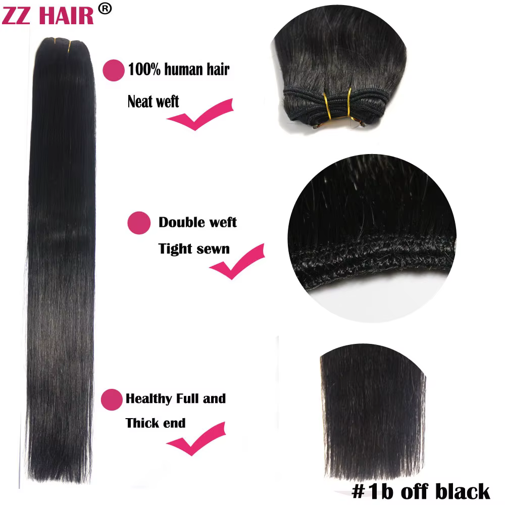 ZZHAIR 100% Extensions de cheveux humains 16 "-24" tissage de trame de cheveux Remy fait à la Machin