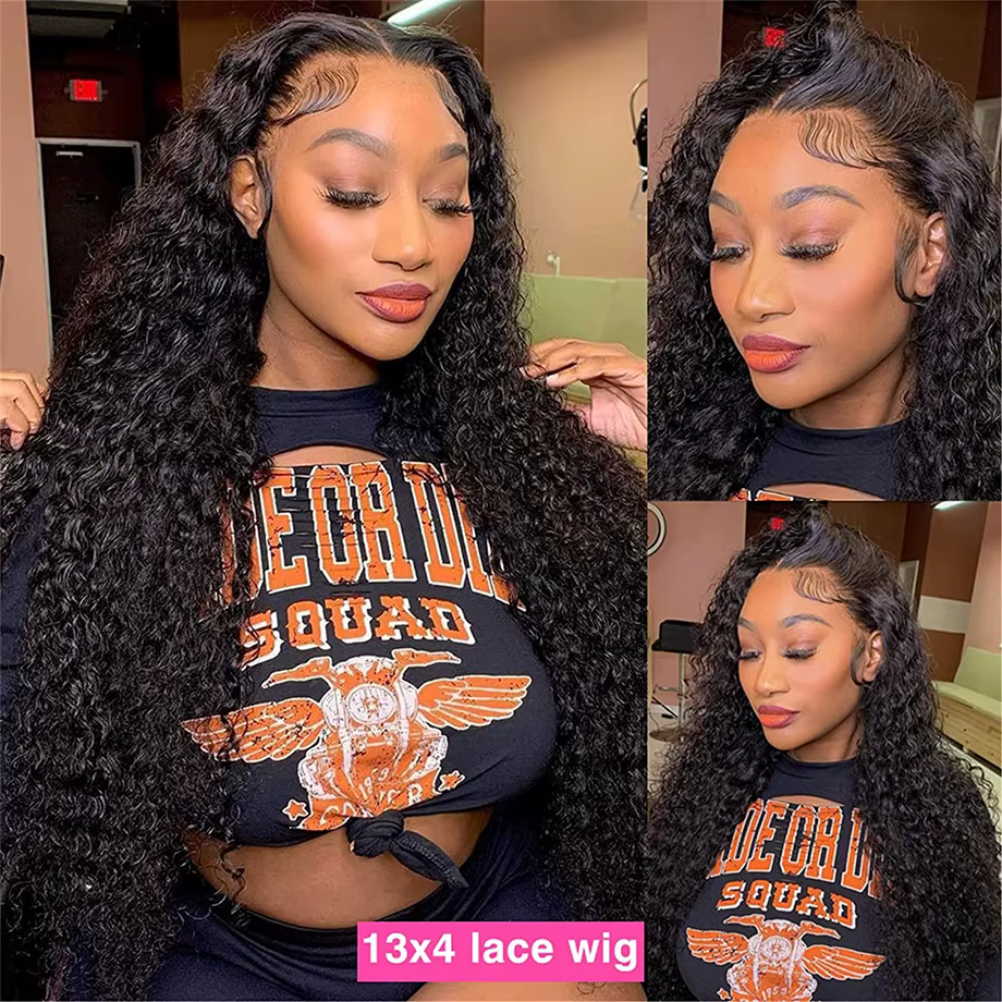 HairUGo – perruque Lace Front wig brésilienne non-remy naturelle, cheveux Jerry bouclés, 13x4, 13x4,
