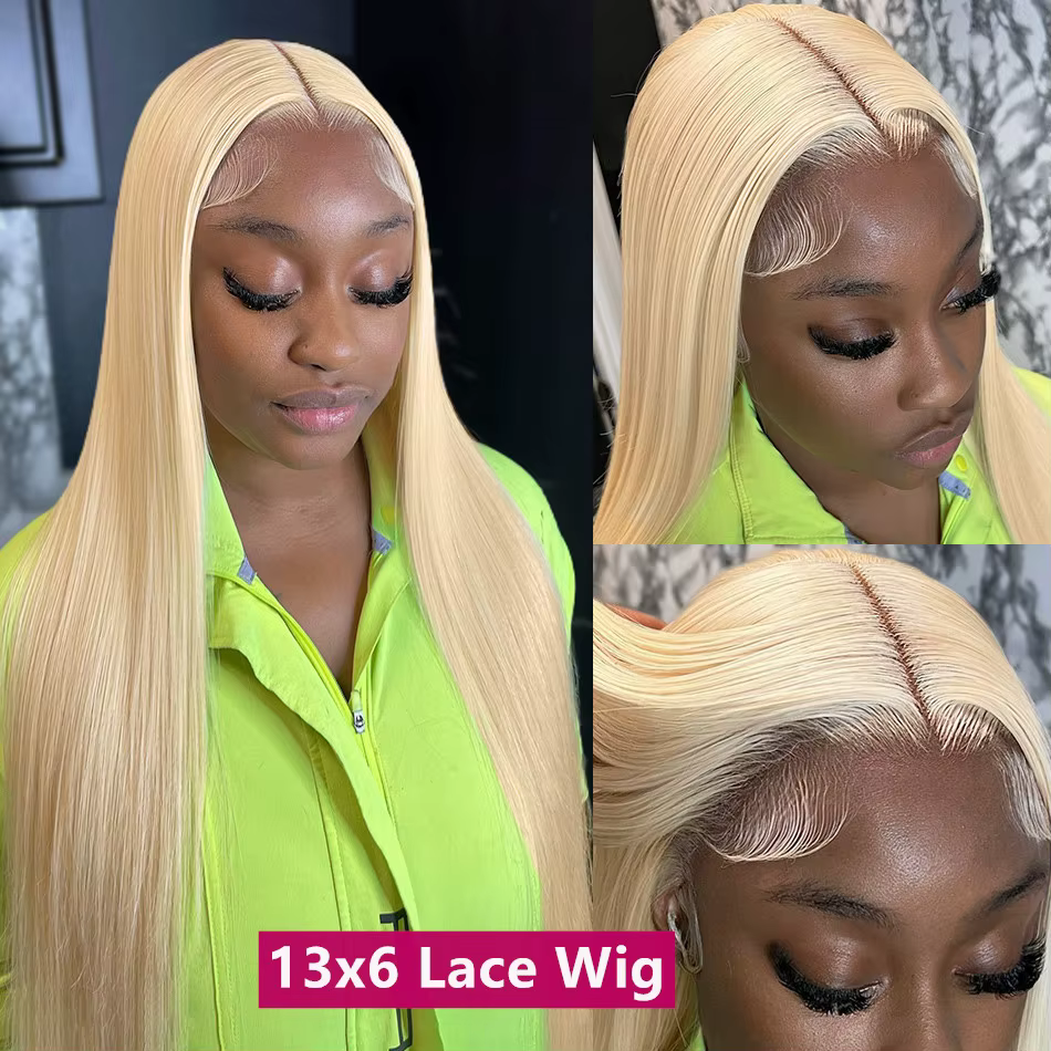 30 38 pouces perruque Blonde droite cheveux humains 13x4 13x6 Hd Blonde dentelle frontale 613 couleu