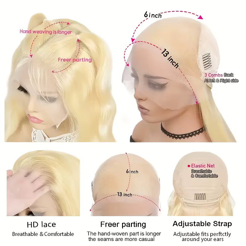 27 # Perruque Cheveux Humains Bouclés Blond Miel 13x6 HD Transparente avec Dentelle Frontale Pré-P