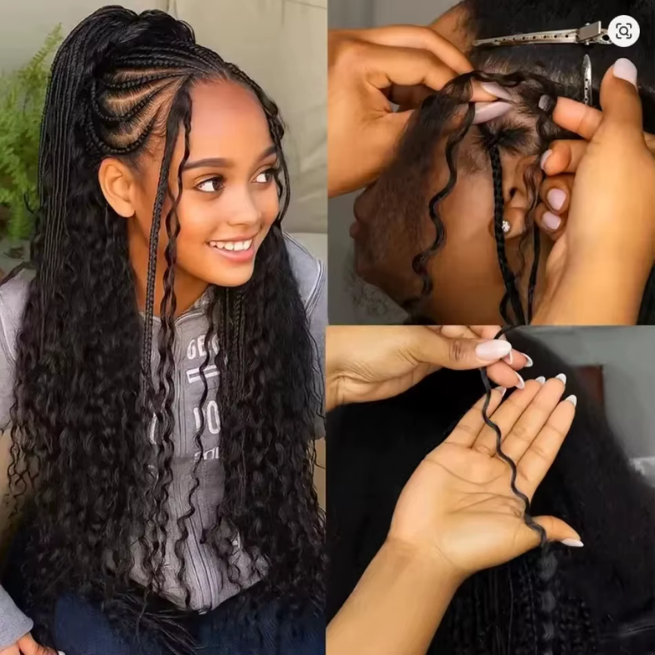 Cheveux bouclés crépus birmans pré-bouclés, cheveux humains à crocheter, cheveux ondulés profonds sa