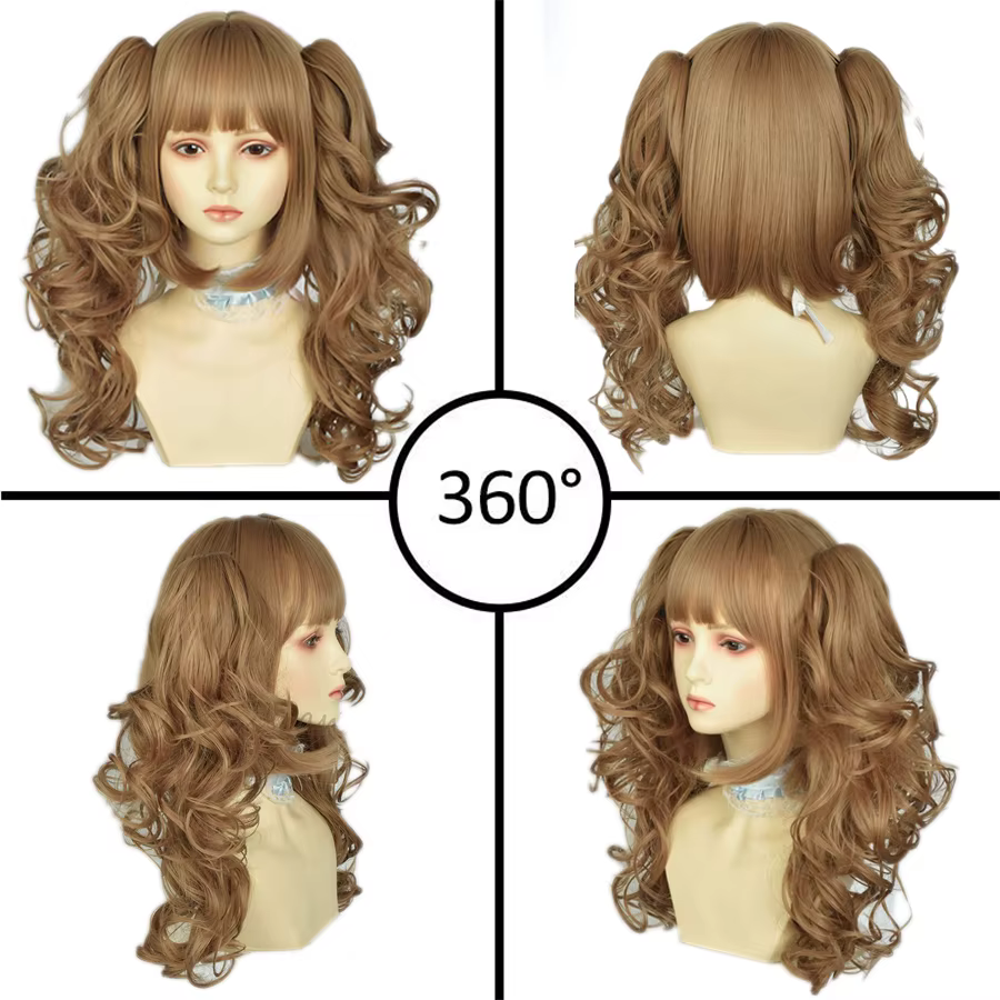 Perruque synthétique bouclée romaine Lolita avec frange, perruque Anime dorée Oberl pour femme, perr